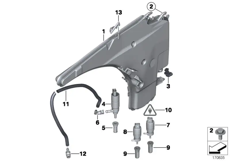 BMW Waschpumpe hinten E36 E38 E39 E46 E52 E53 E60 E61 E65 E66 E81