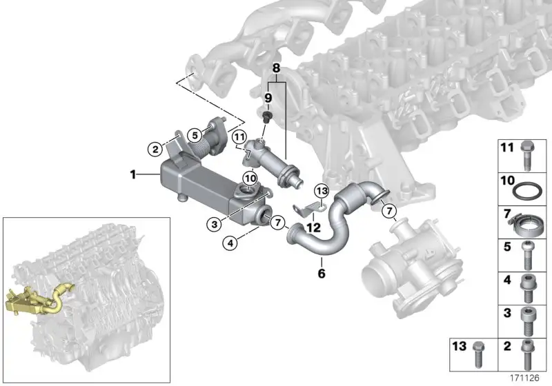 BMW Abgas-Kühler E46 E53 E60 E61 E63 E64 E70 E71 E83 E87 E90 E91