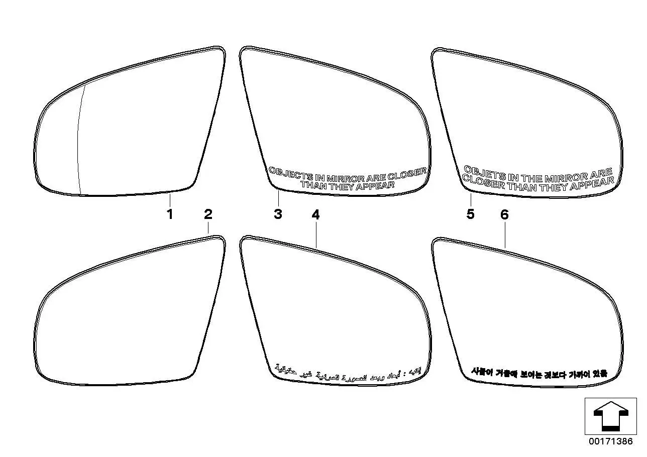 BMW Spiegelglas Weitwinkel links E70 E71 E72 51167174981 - X5 E70