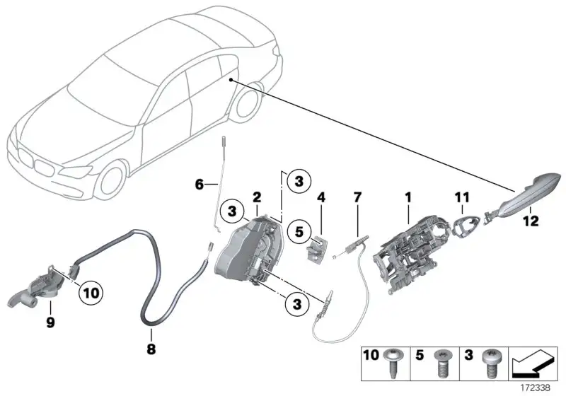 BMW Betätigungsstange Tür hinten rechts F01 F02 F04 51227175744