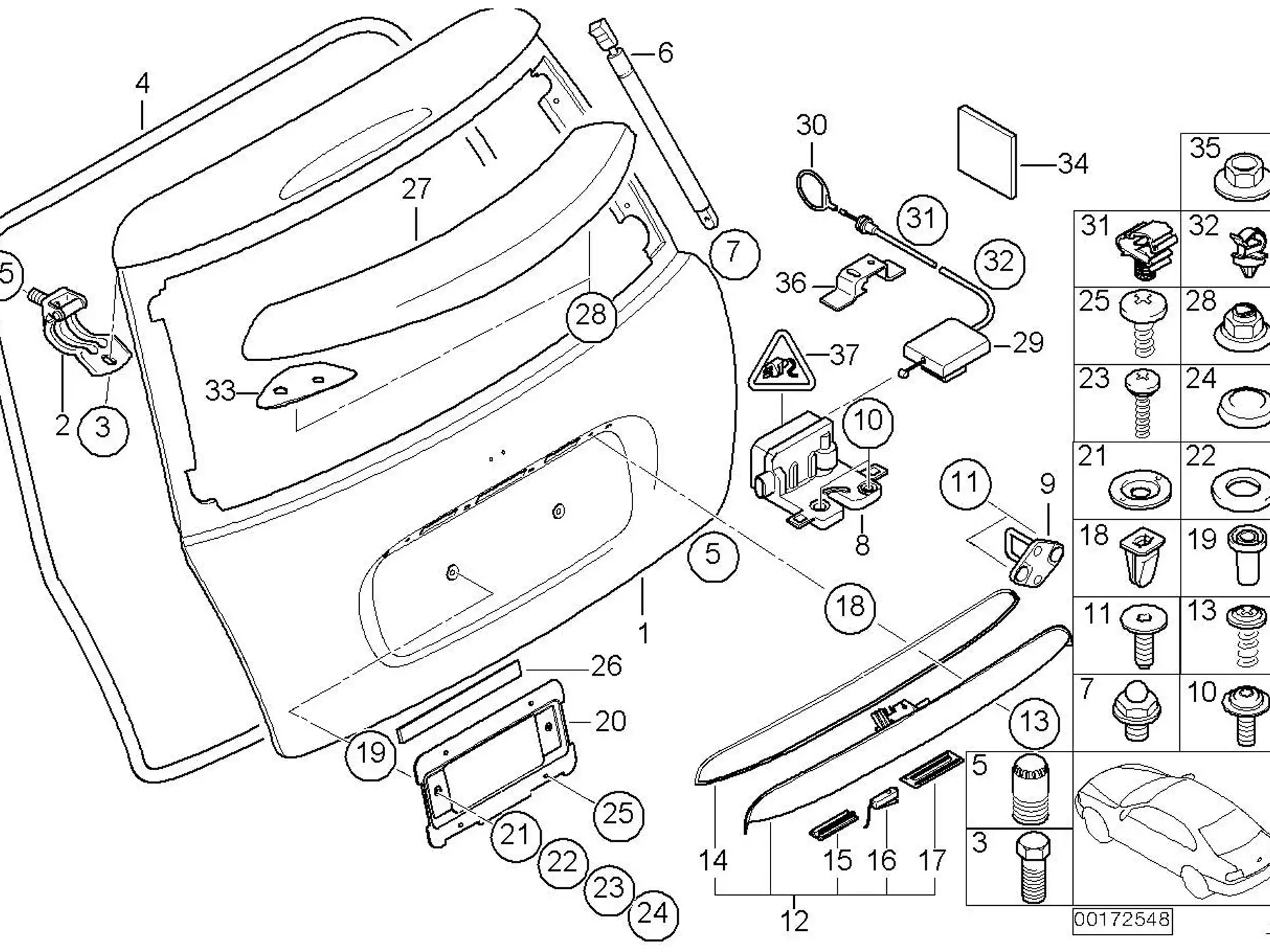 BMW Griffleiste Heckklappe mit Taster R50 R52 R53 51137167530