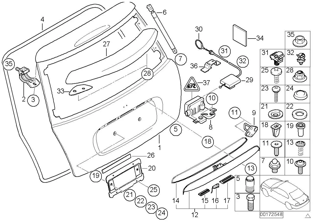 BMW Griffleiste Heckklappe mit Taster R50 R52 R53 51137167530 - M