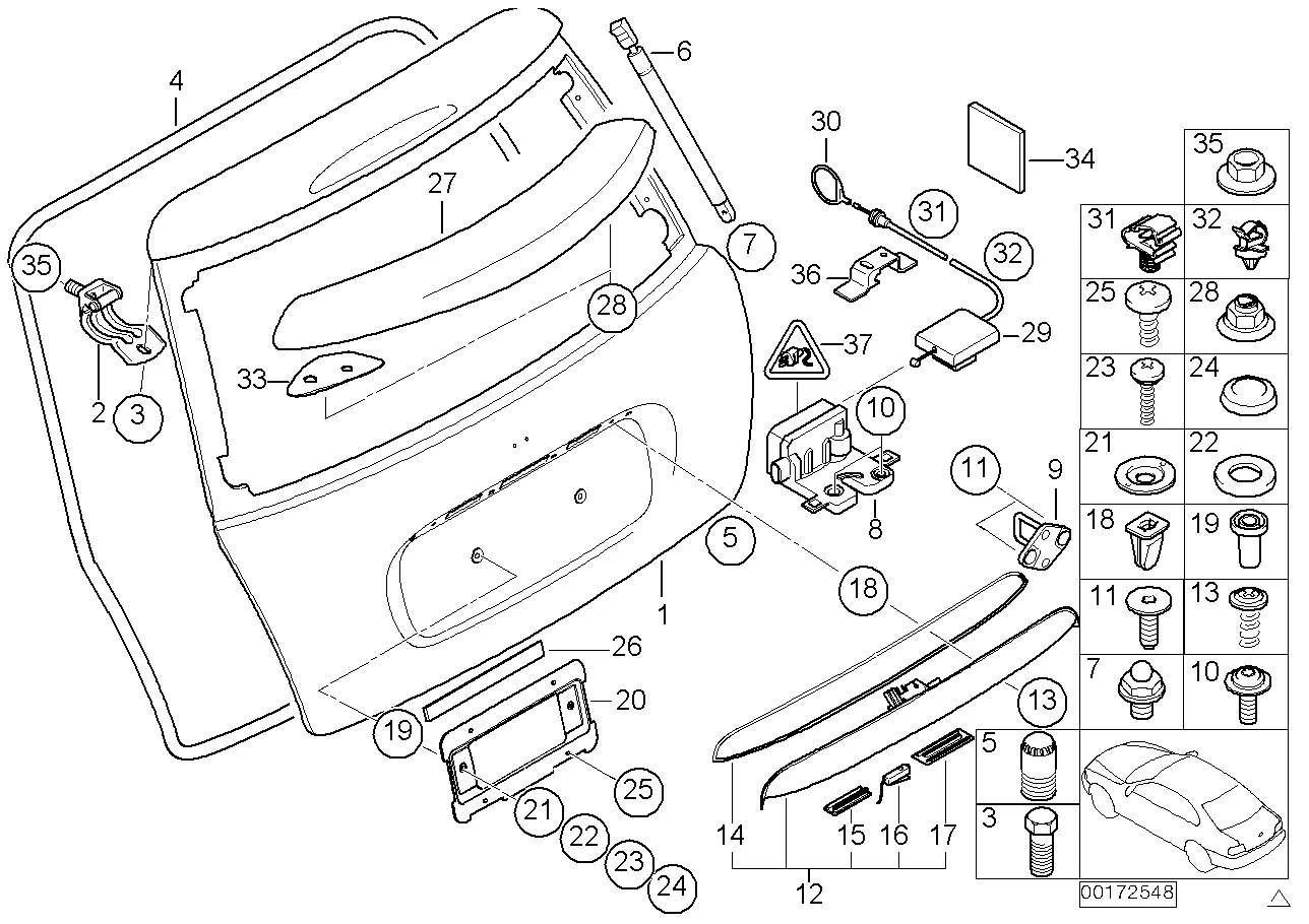 BMW Griffleiste Heckklappe mit Taster R50 R52 R53 51137074020