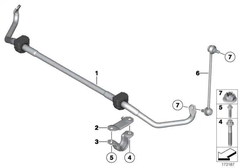 BMW Stabilisator mit Gummilager vorn F06 F07 F10 F11 F12 31356791