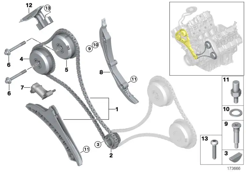 BMW Steuerkette mit Spannschiene E70 E71 E72 F01 F02 F04 F07 F10
