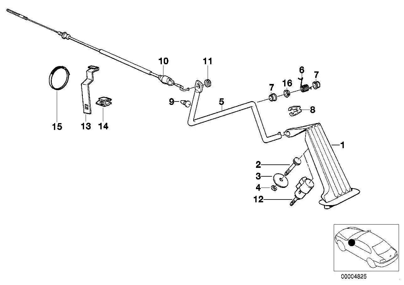 BMW Gaskabelzug E36 35411164636