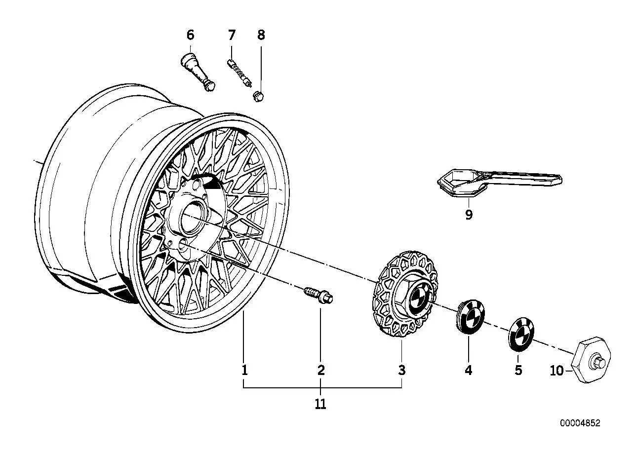 BMW Schlüssel Nabenabdeckung E23 E24 E28 E30 E31 E32 E34 E36 E38