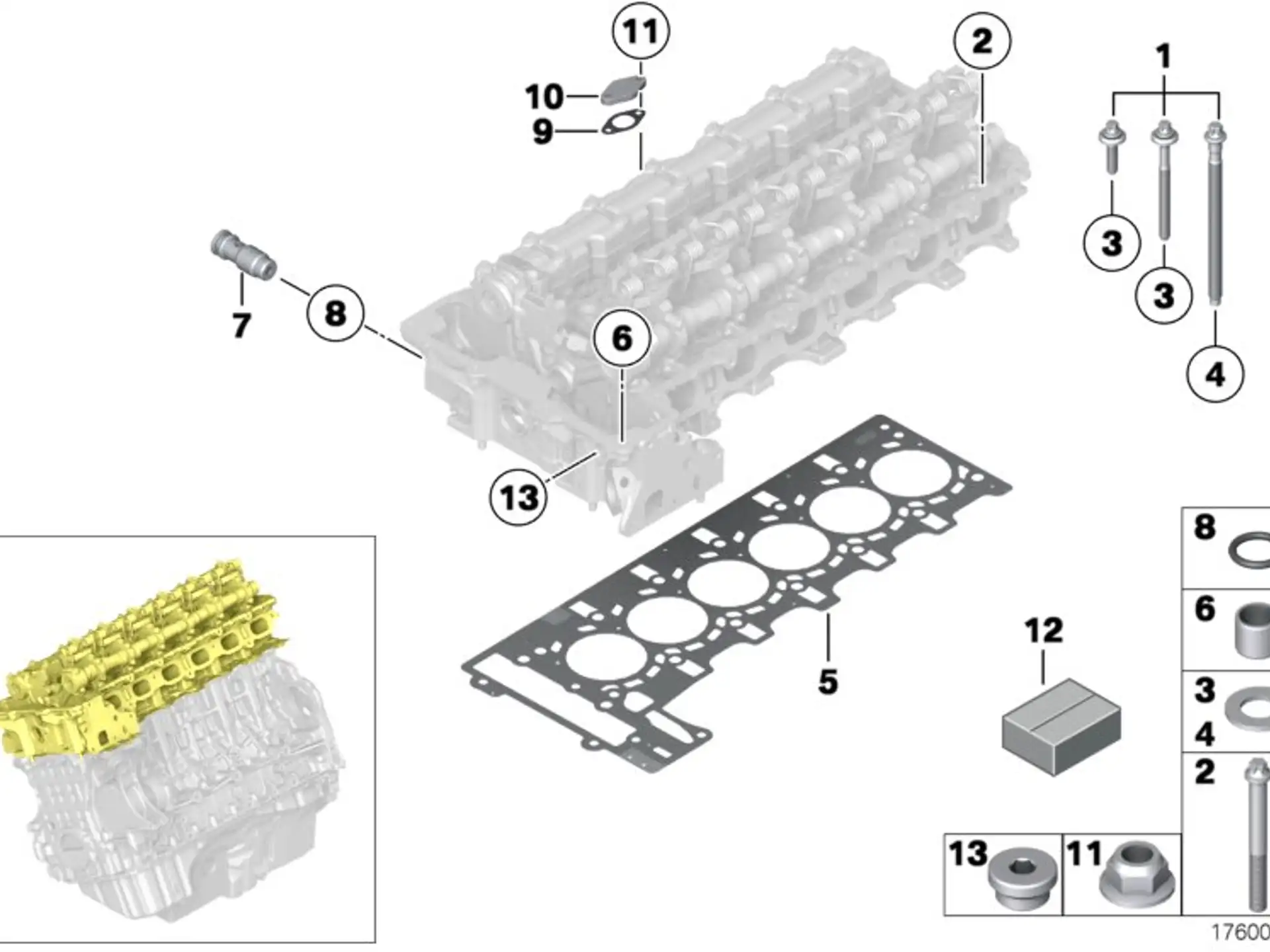 BMW Satz Schrauben f. Zylinderkopf E60 E61 E63 E64 E65 E66 E70 E81 E82 E83 E84 E85 E86 E87 E88 E89 E90 E91 E92 E93 F01 F02 F10 F11 F25 11127548799