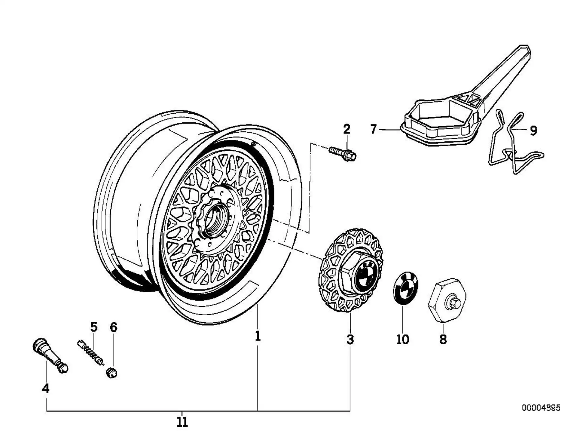 BMW Alufelge Kreuzspeichen-Styling TRX (Styl.5) geschmiedet 195TR415 ET19 5er E34 7er E32
