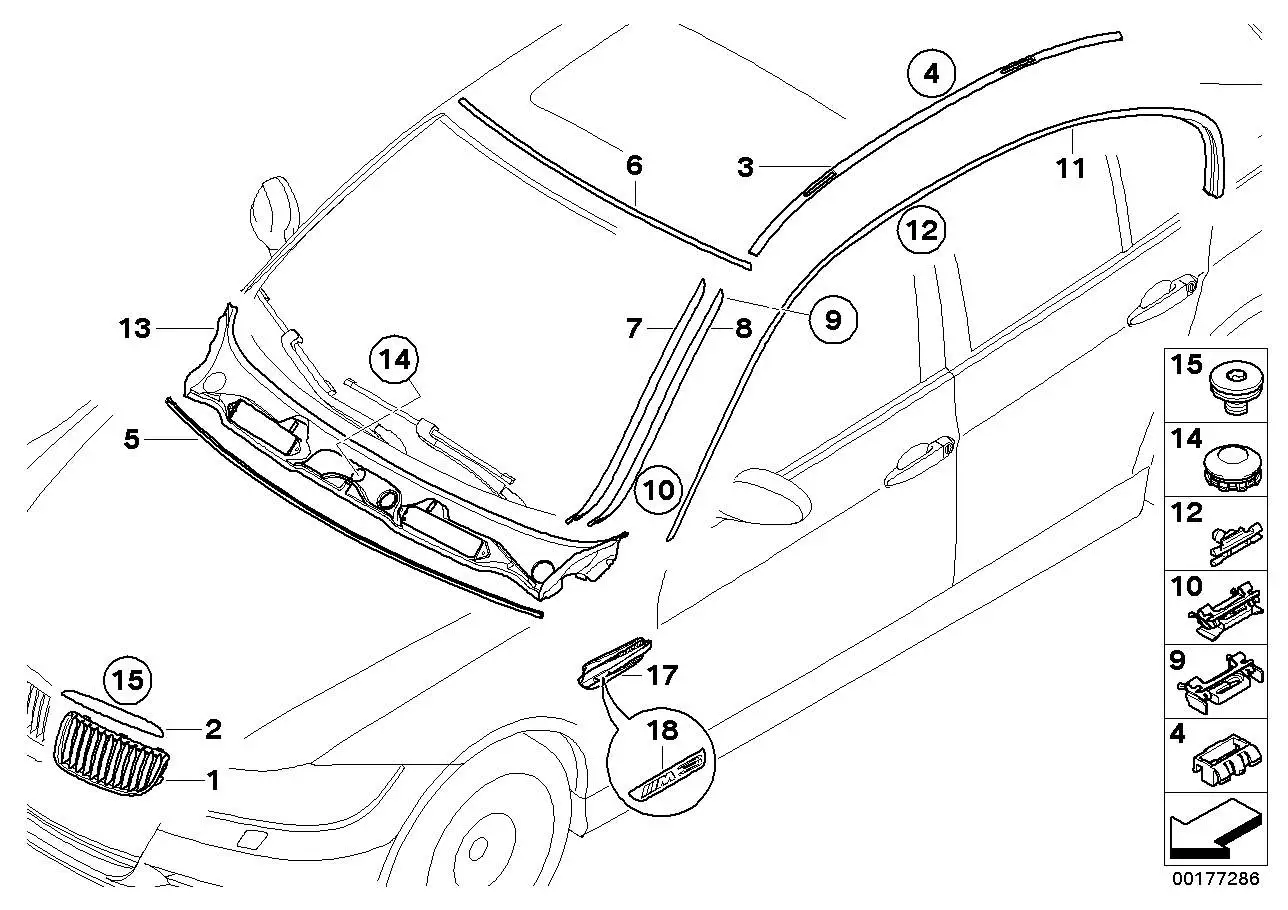 BMW Blende Frontklappe links E90 E91 51137117241 - Bildposition 0