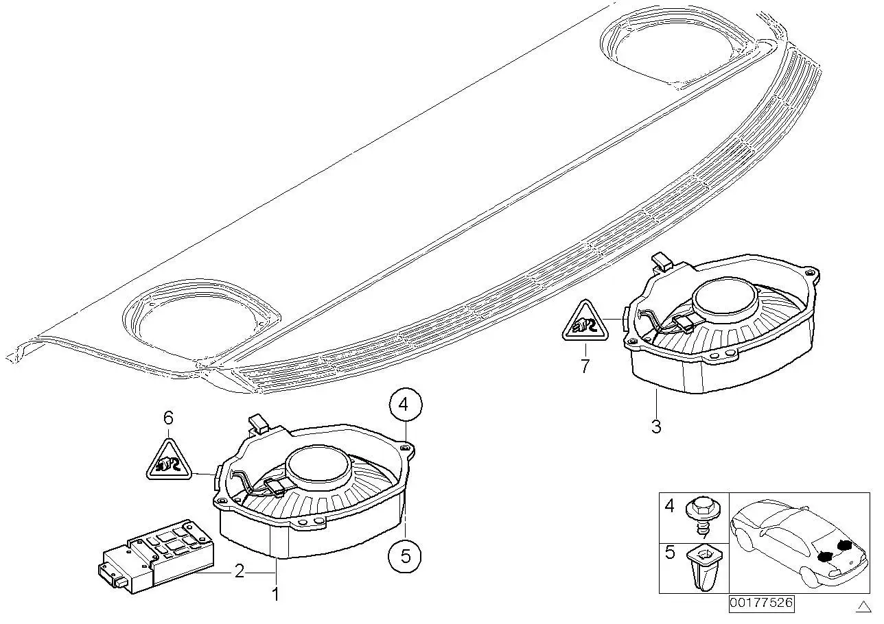 BMW Subwoofer links Top-Hifi-System E46 65136920997