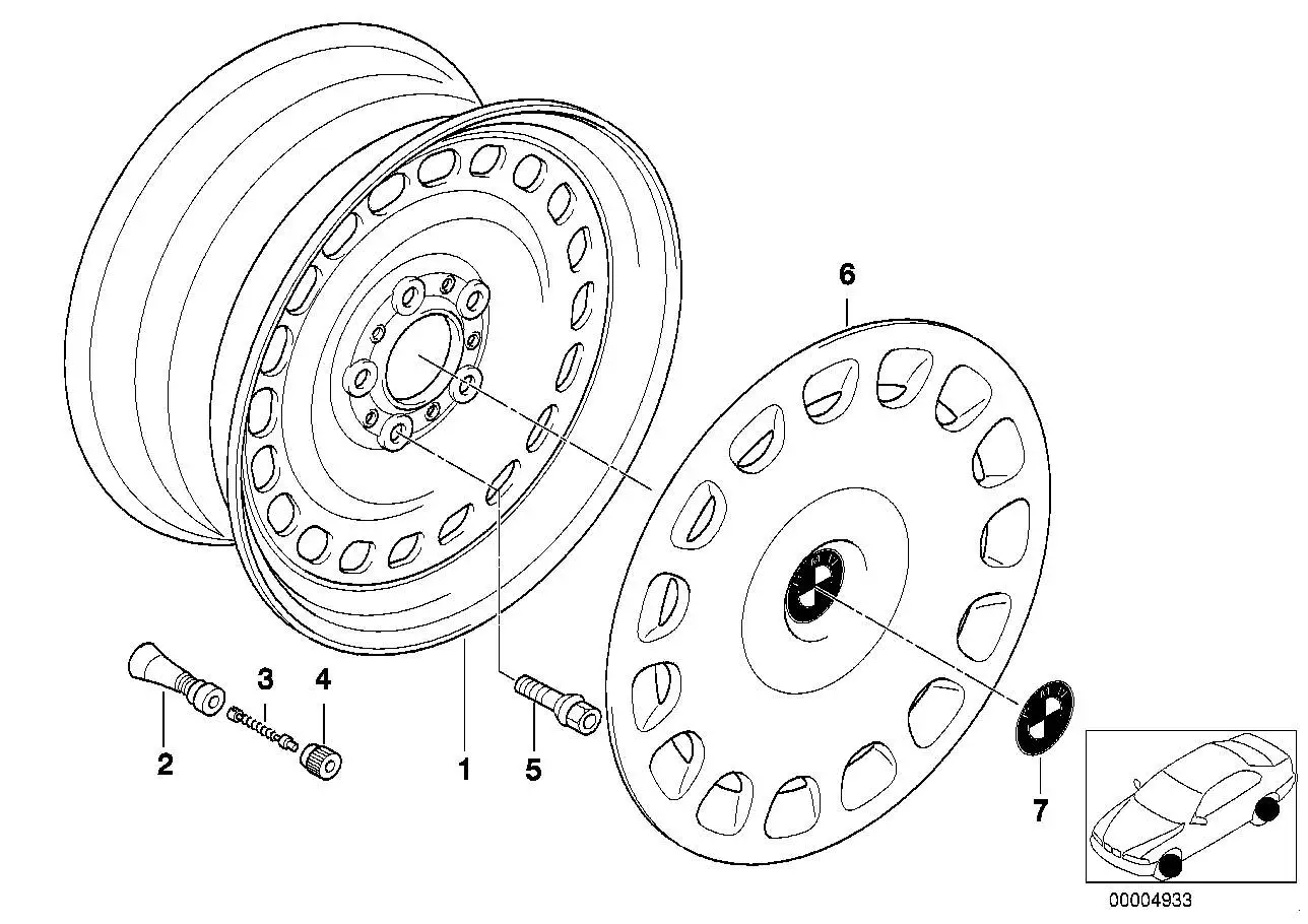 BMW Scheibenrad Stahl Schwarz E39 36111093546 - Bildposition 01