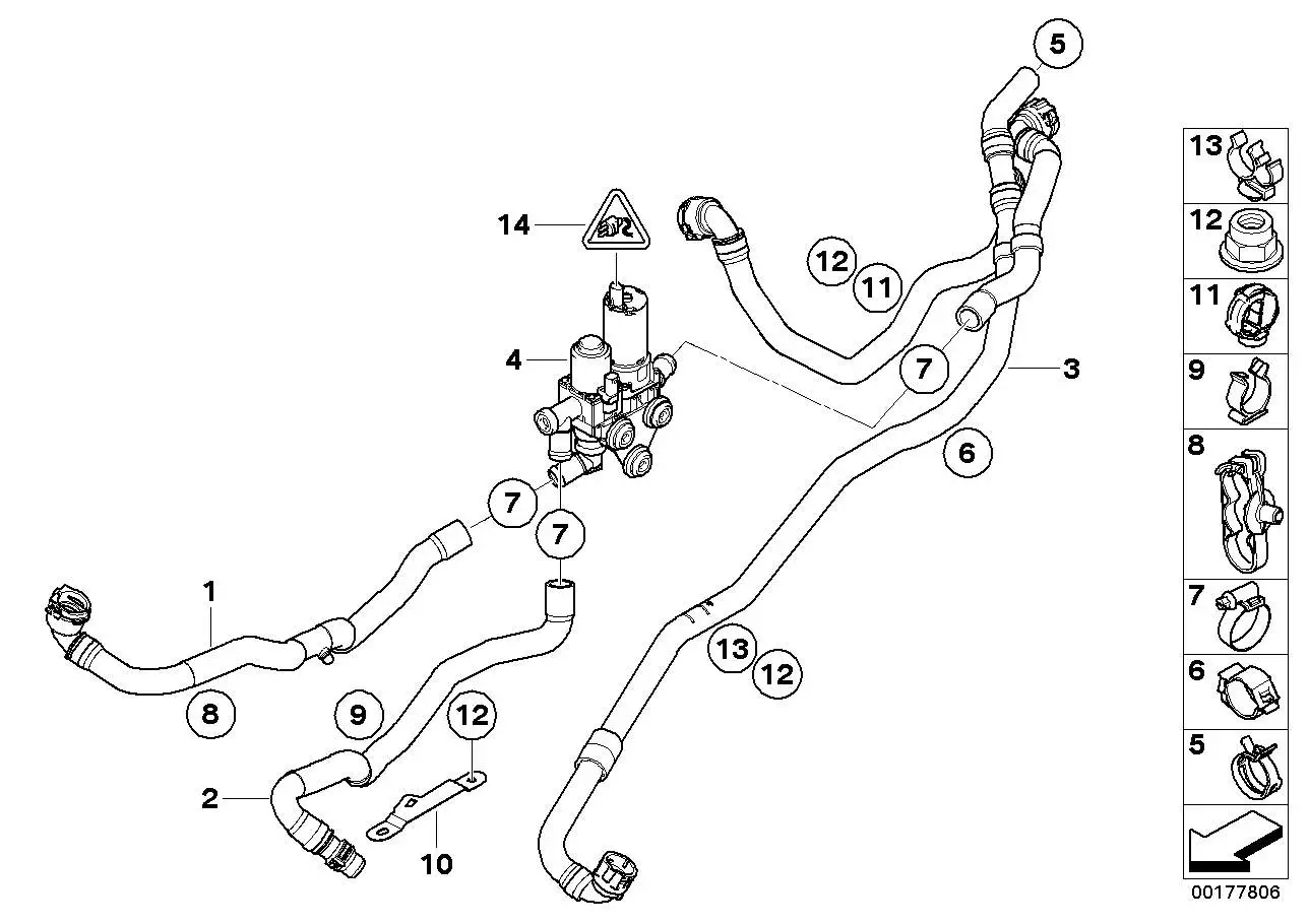 BMW Schlauchhalter Vorlauf E38 E39 E65 E66 E70 E71 E72 E90 E91 E9