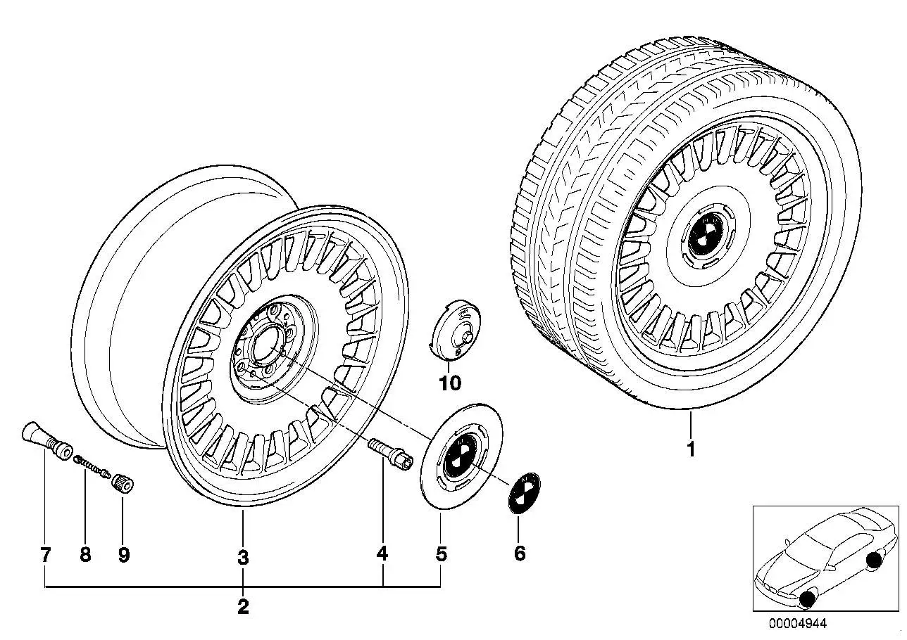 BMW Nabenabdeckung 36131182205 - 7er E38