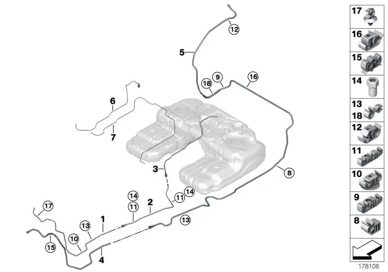 BMW Kraftstoff-Vorlaufleitung 16117164395 - Bildposition 02