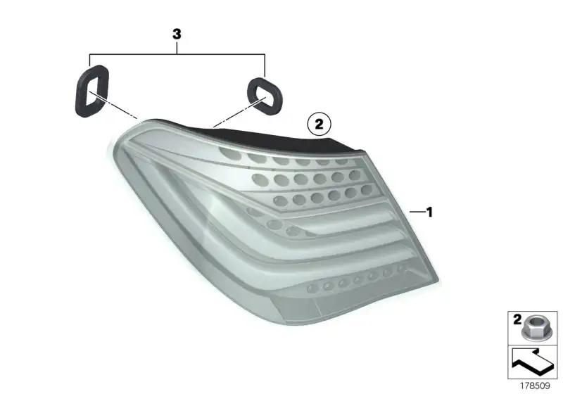BMW Heckleuchte Seitenwand links 63217300269