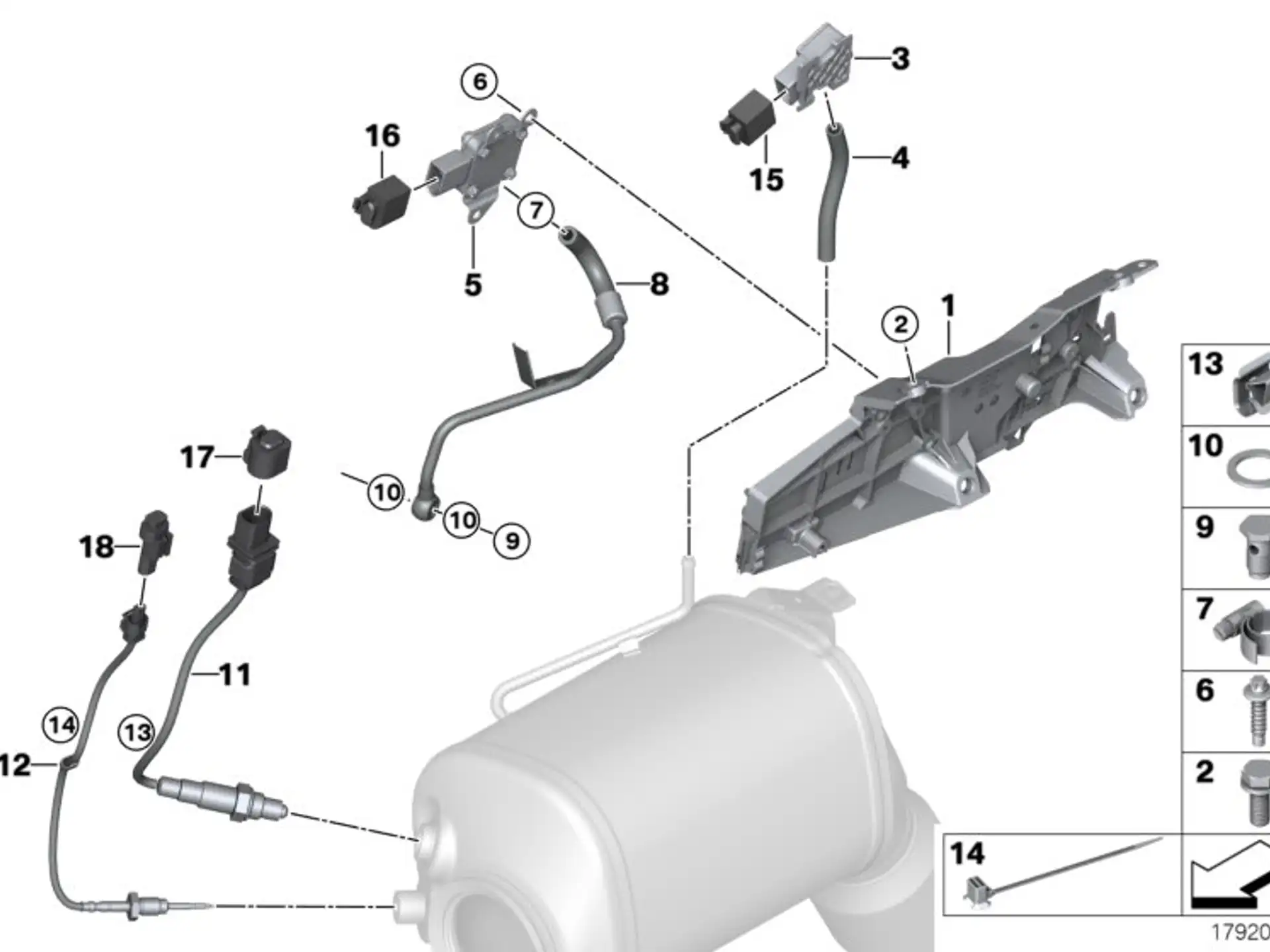 BMW Rohr Abgasdruck E70 E71 E90 E91 E92 E93 F01 F02 F06 F07 F10 F11 F12 F13 F15 F16 F25 F26 F30 F31 F32 F33 F34 F36 13627812807