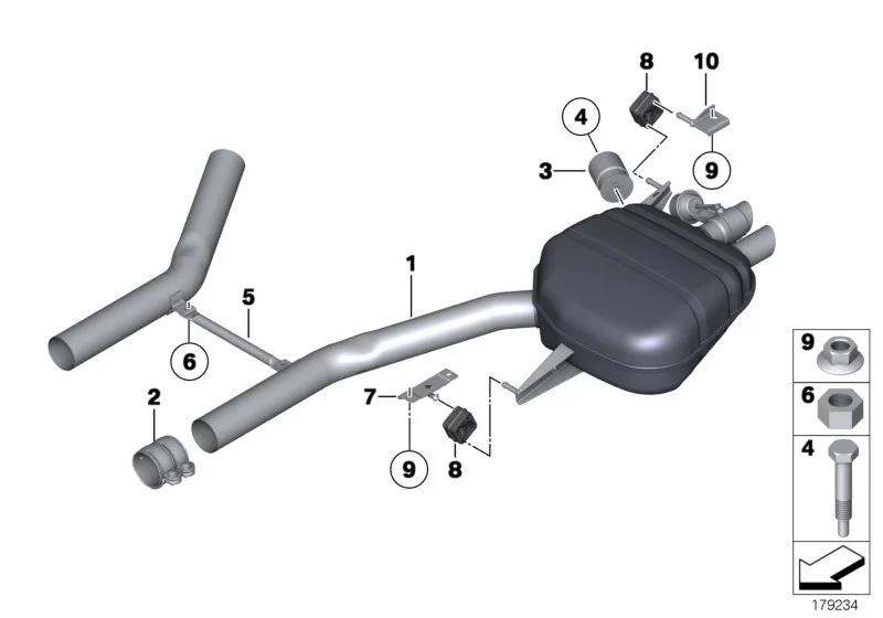 BMW Halter Nachschalldämpfer hinten rechts F01 F02 F04 F06 F07 F10 F11 F12 F13 18207578230