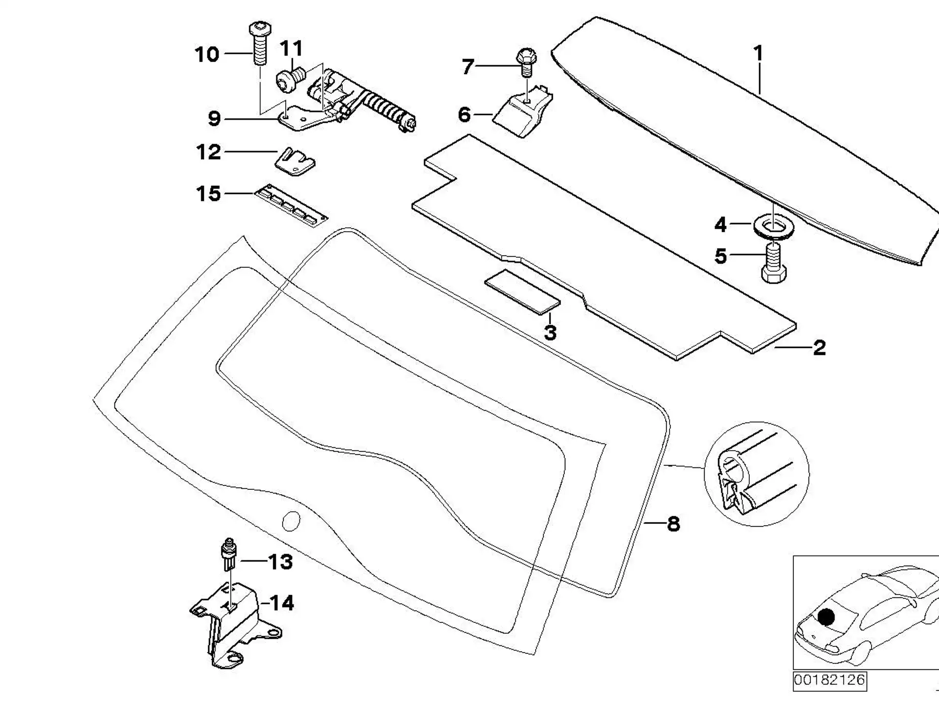 BMW Scharnier Heckscheibe rechts E46 51248254016