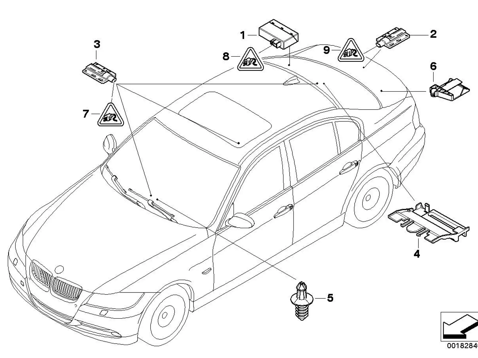 BMW Stossfängerantenne Komfortzugang E60 E61 E63 E64 E70 E71 E72 E81 E82 E84 E87 E88 E89 E90 E91 E92 E93 R55 R56 R57 R58 R59 R60 R61 61356922212