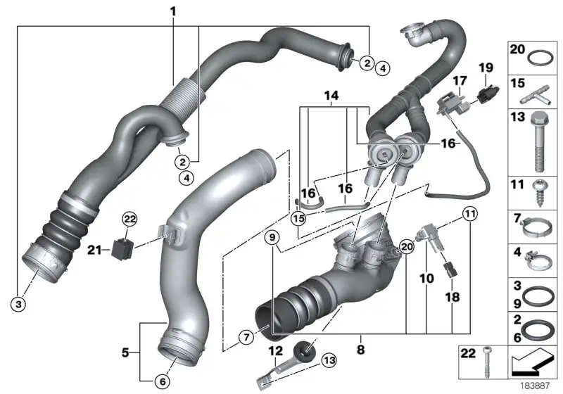 BMW Rohr Schubumluft E71 F01 F02 13717594721 - 7er F01, 7er F02,