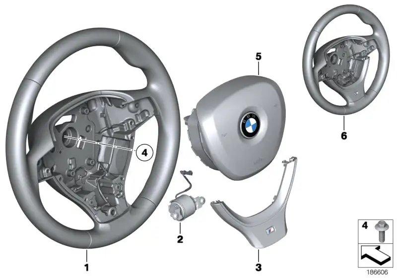 BMW M Sportlenkrad Airb. Leder Multifunktion F01 F02 F04 F07 F10