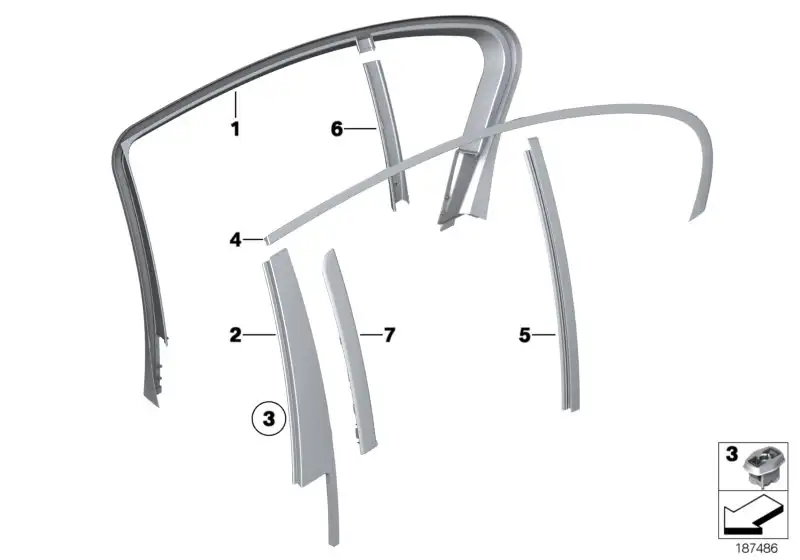 BMW Abdeckung Fensterführungssteg rechts F01 F02 F04 51357187816