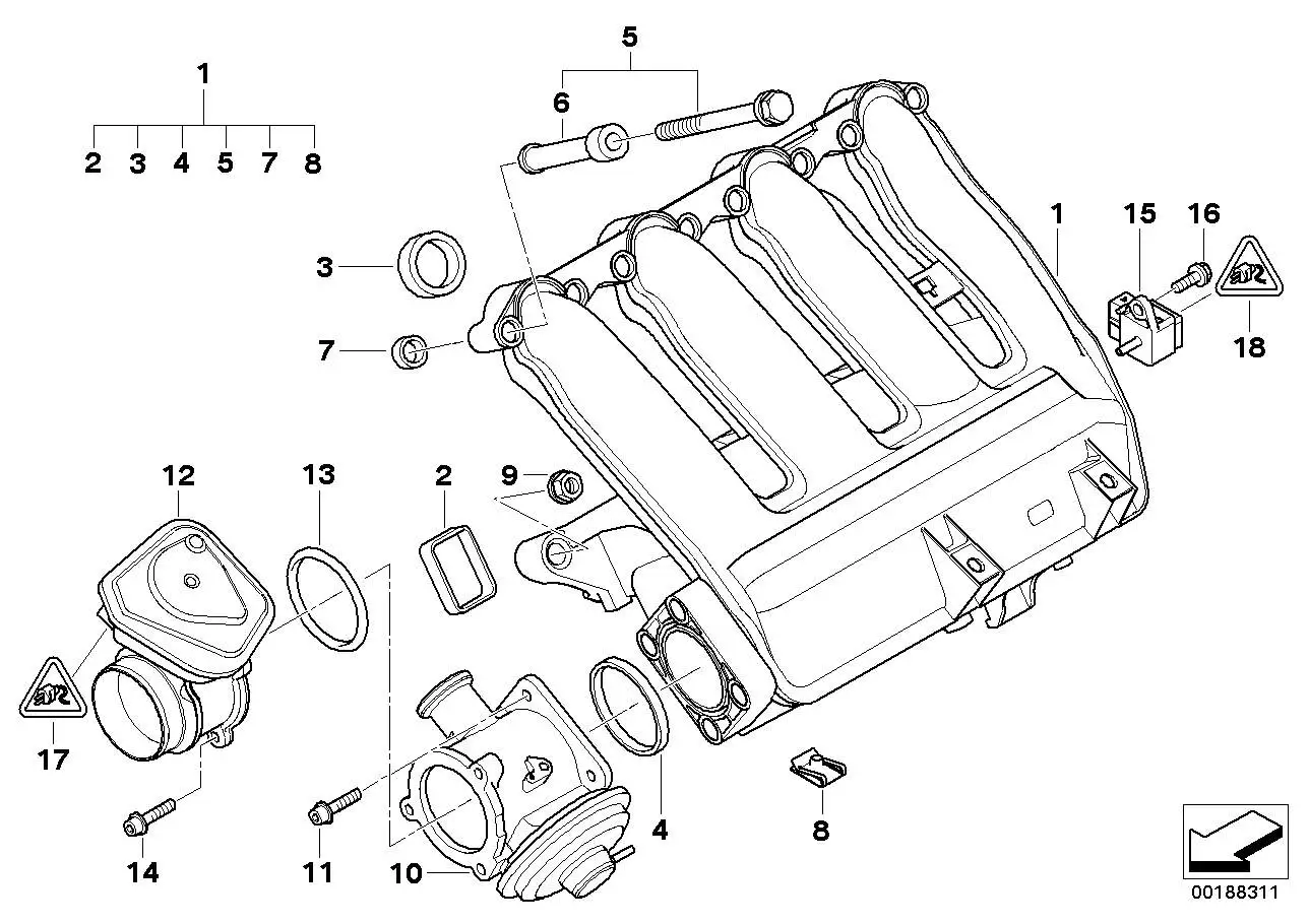 BMW Drosselklappe E53 E60 E61 E63 E64 E65 E66 E70 E71 E83 E87 E90