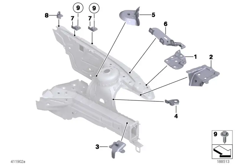 BMW Halter Seitenwand oben links E89 41007269647 - Z4 E89
