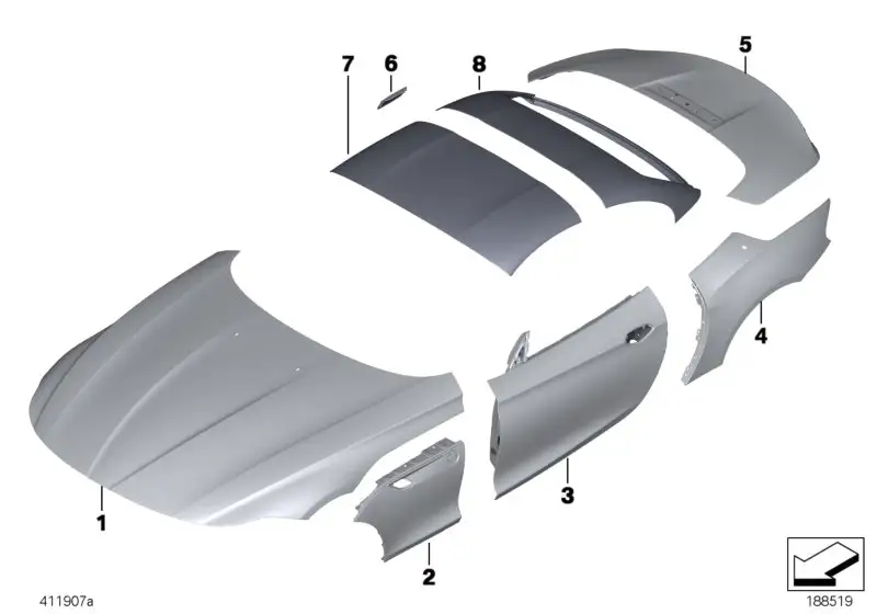 BMW Dachschale hinten E89 41007222078
