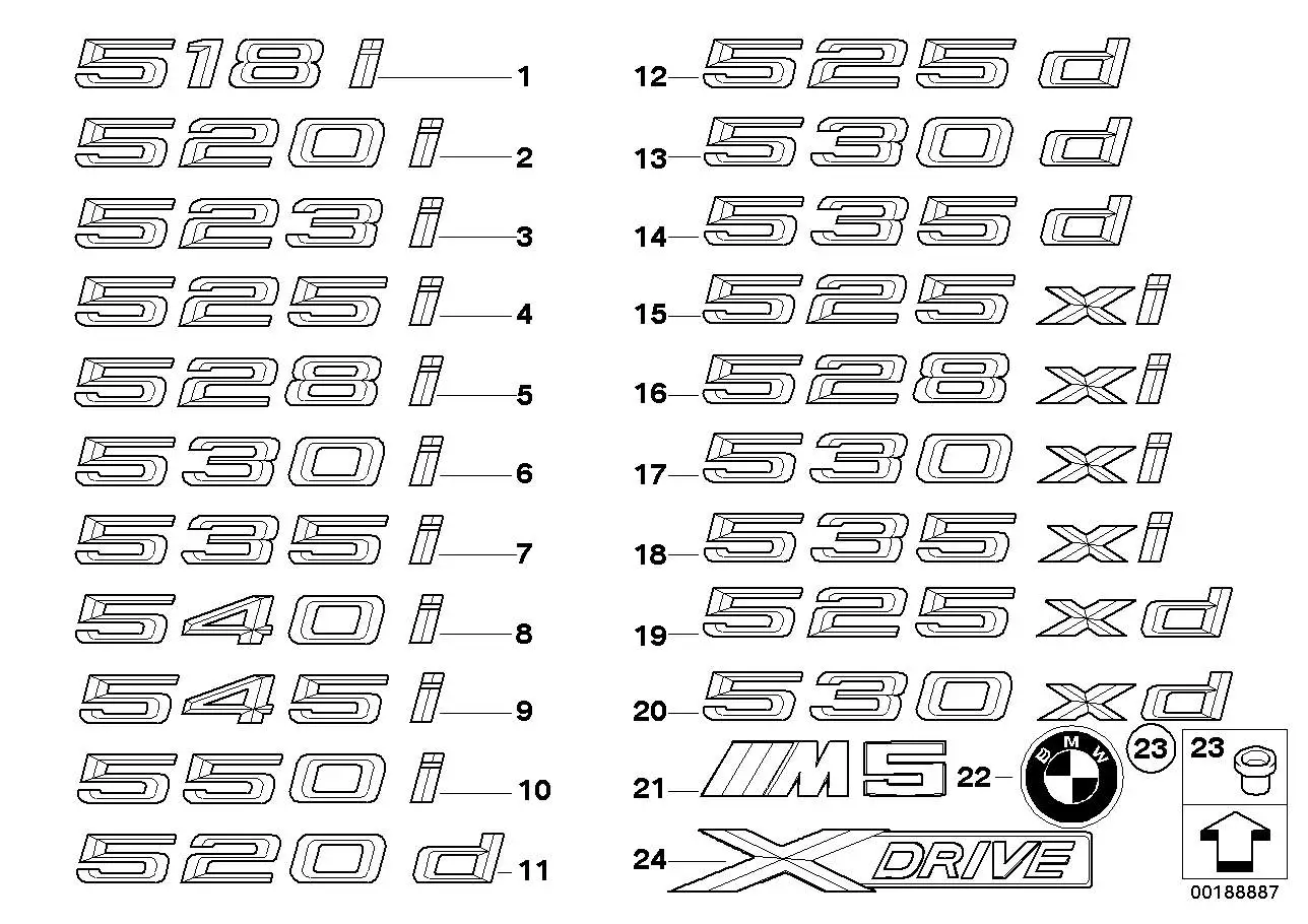 BMW Schriftzug E60 E61 51147898126 - 5er E60, 5er E61