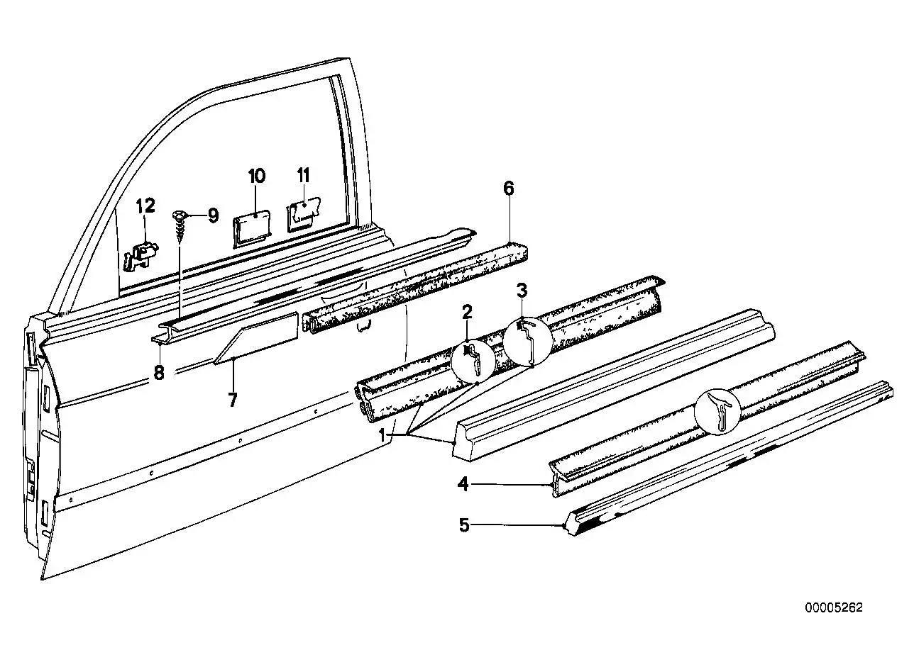 BMW Fensterschachtabdichtung aussen E12 E28 51211864291 - Bildpos