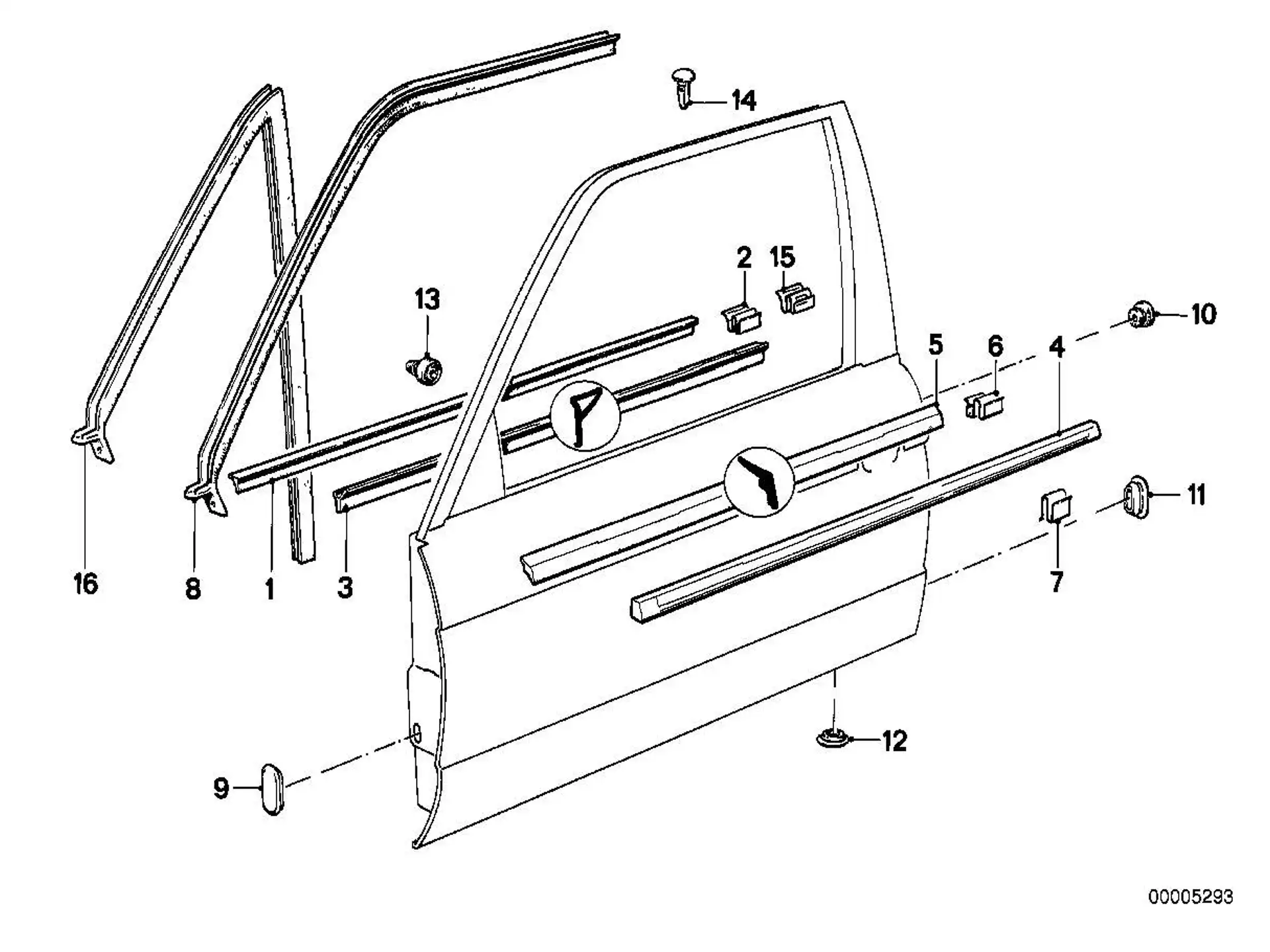 BMW Fensterschachtabdichtung aussen links E30 51211913055