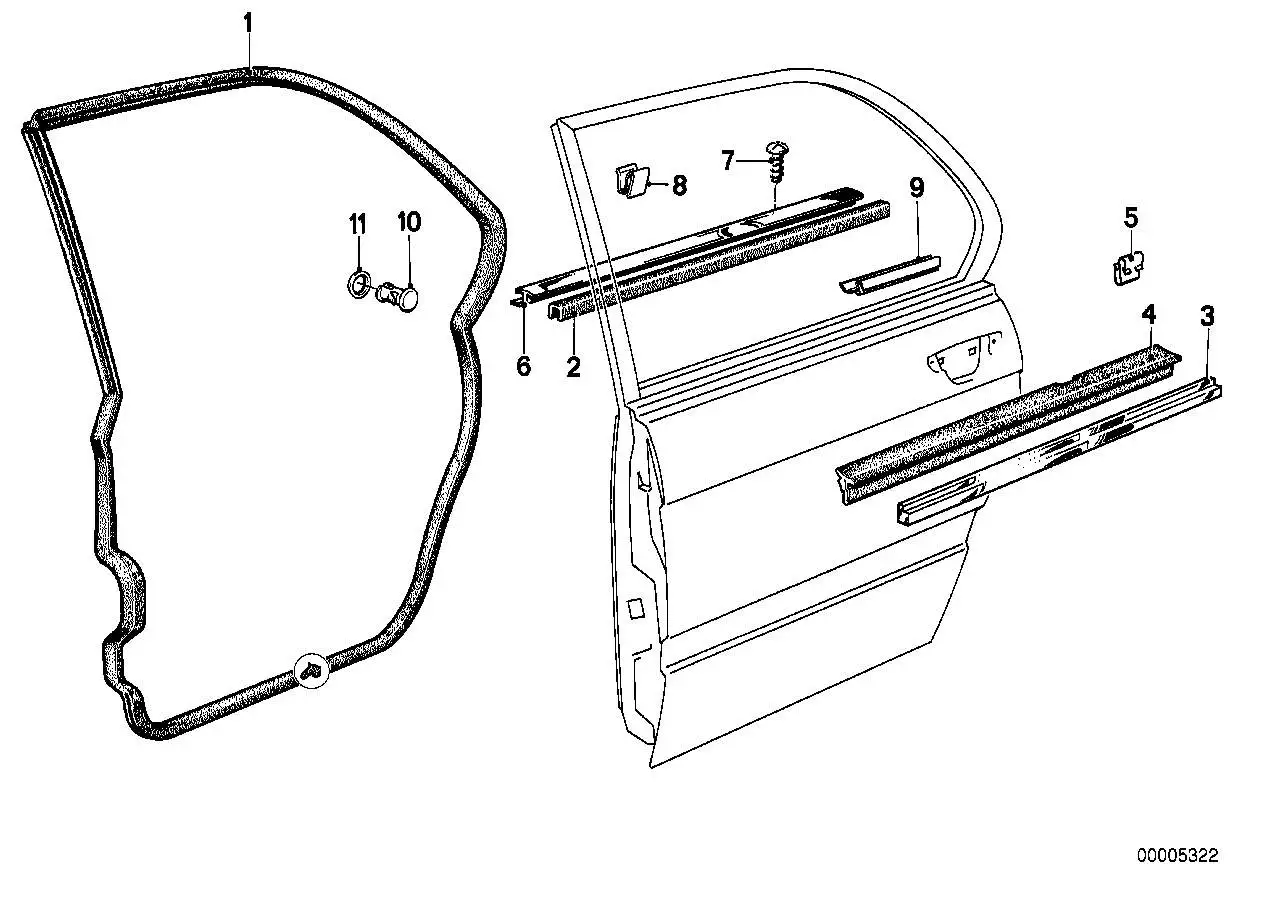 BMW Fensterschachtabdichtung aussen links E12 E28 51221864289 - B
