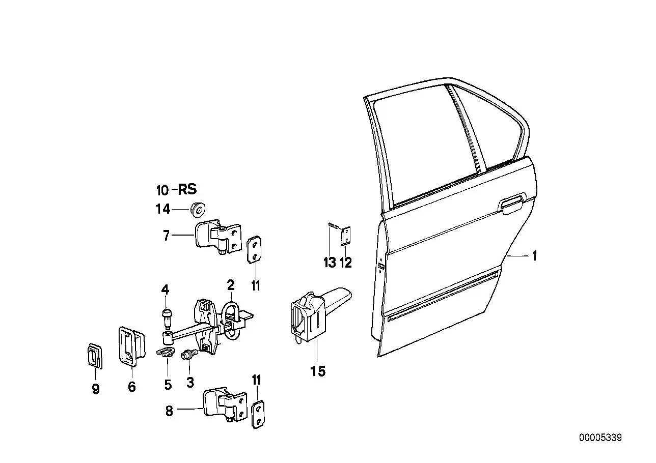 BMW Tür hinten rechts E34 41528185066 - Bildposition 01