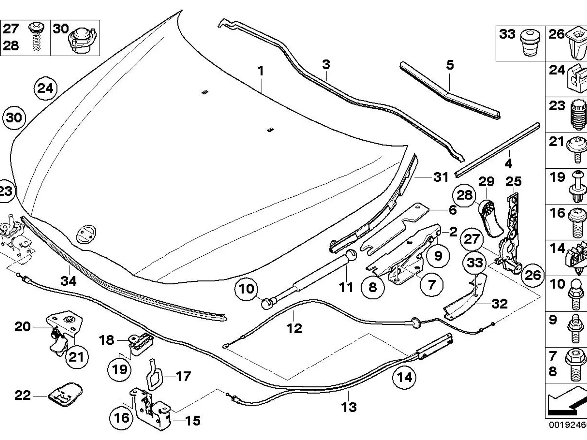 BMW Abdichtung Frontklappe Mitte E60 E61 51767034163