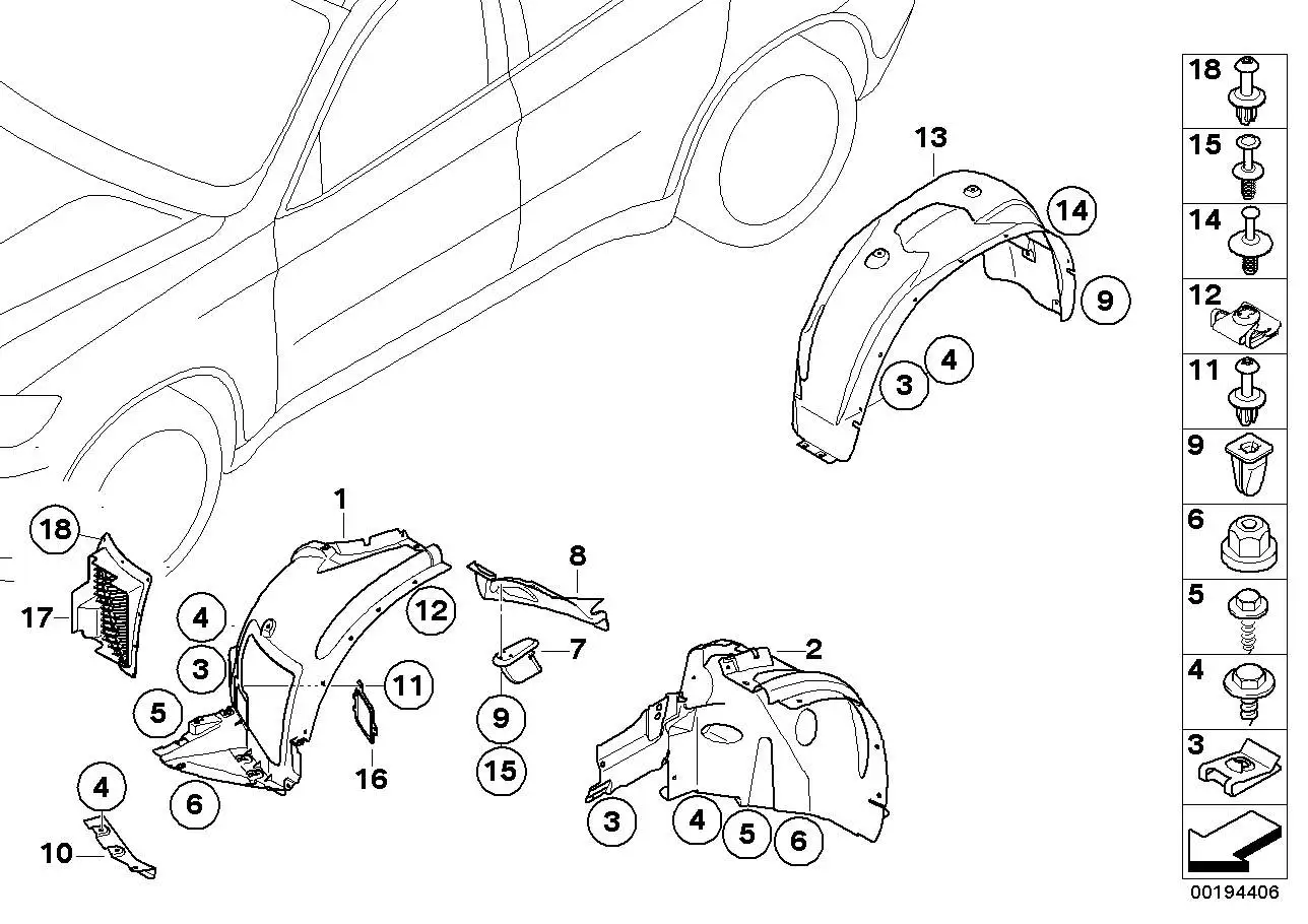 BMW Abdeckung Radhaus Vorderteil vorn re. E71 51717180618 - X6 E7