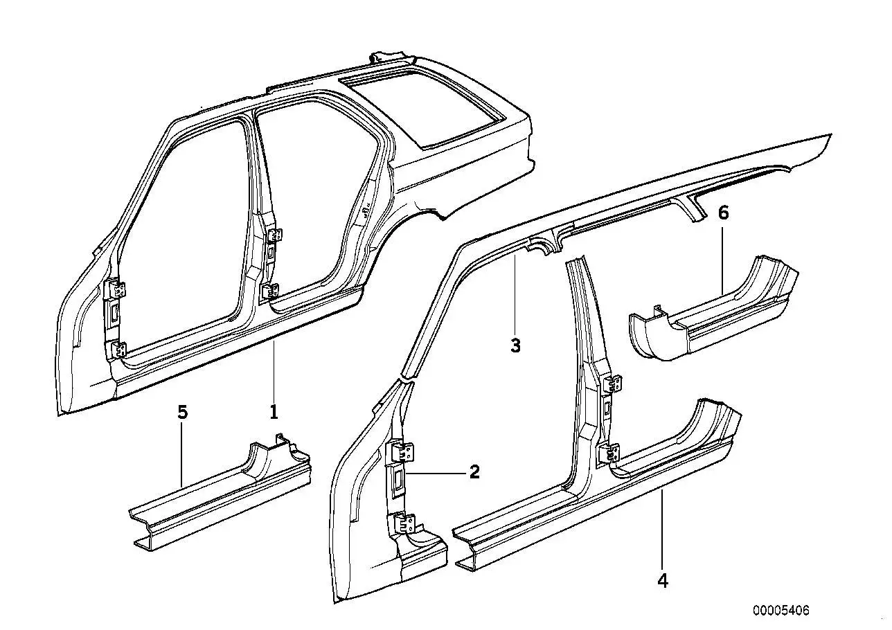 BMW Teilabschnitt Einstieg hinten links E34 41008181707