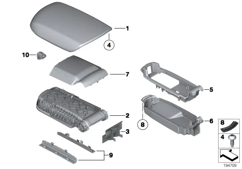 BMW Deckel Mittelarmlehne 51162993645 - Bildposition 01