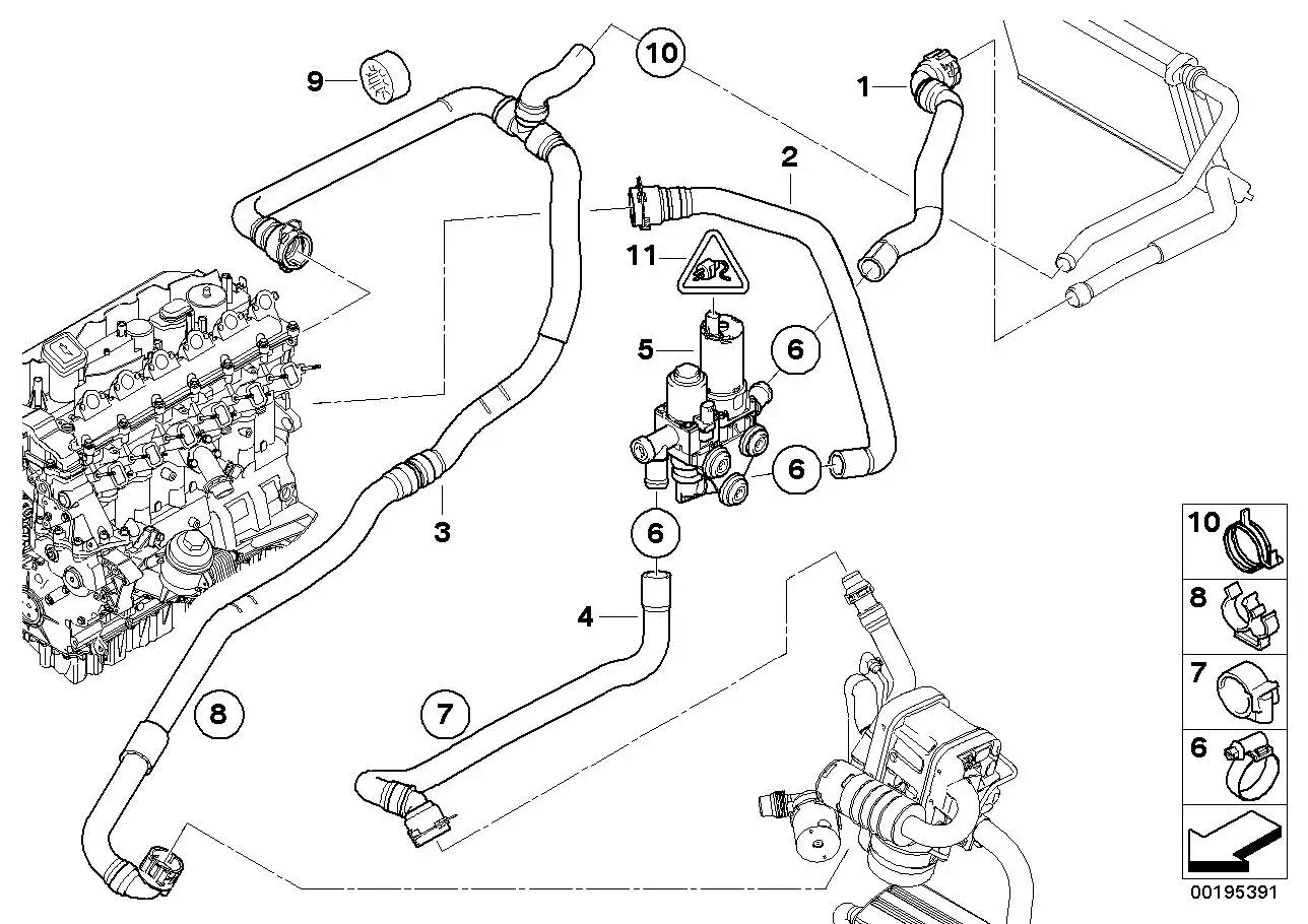 BMW Schlauch Umschaltventil-Motorvorlauf E90 E91 E92 E93 64126953