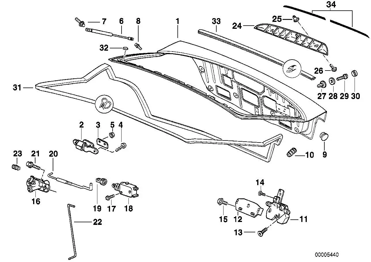 BMW Schloss Heckklappe E36 51248201784 - Z3 E36