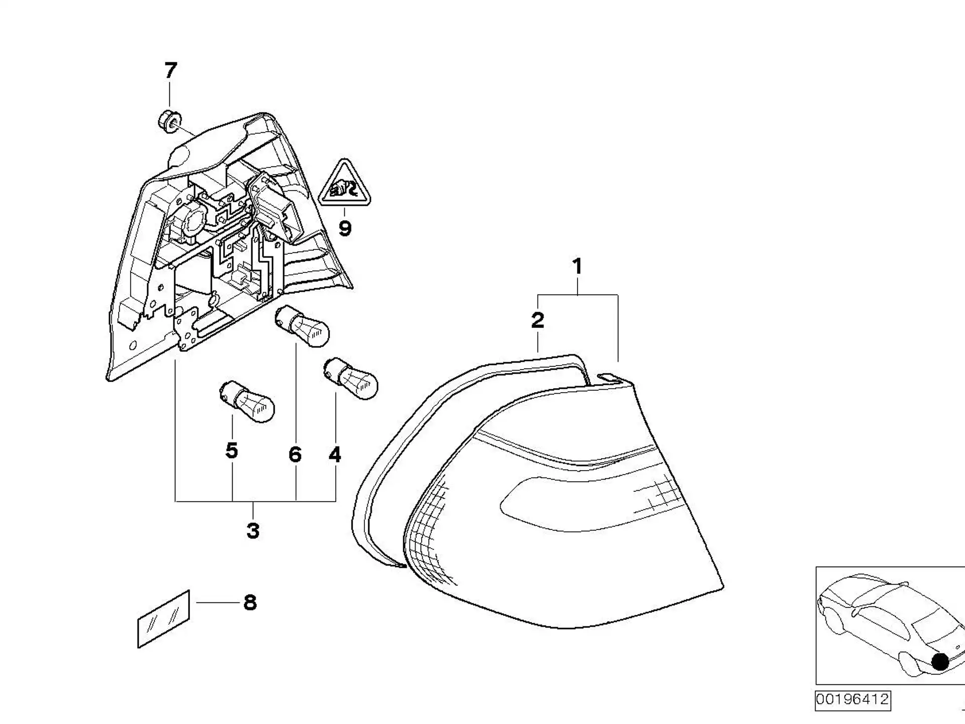 BMW Dichtung Heckleuchte Seitenwand rechts E46 63216900454