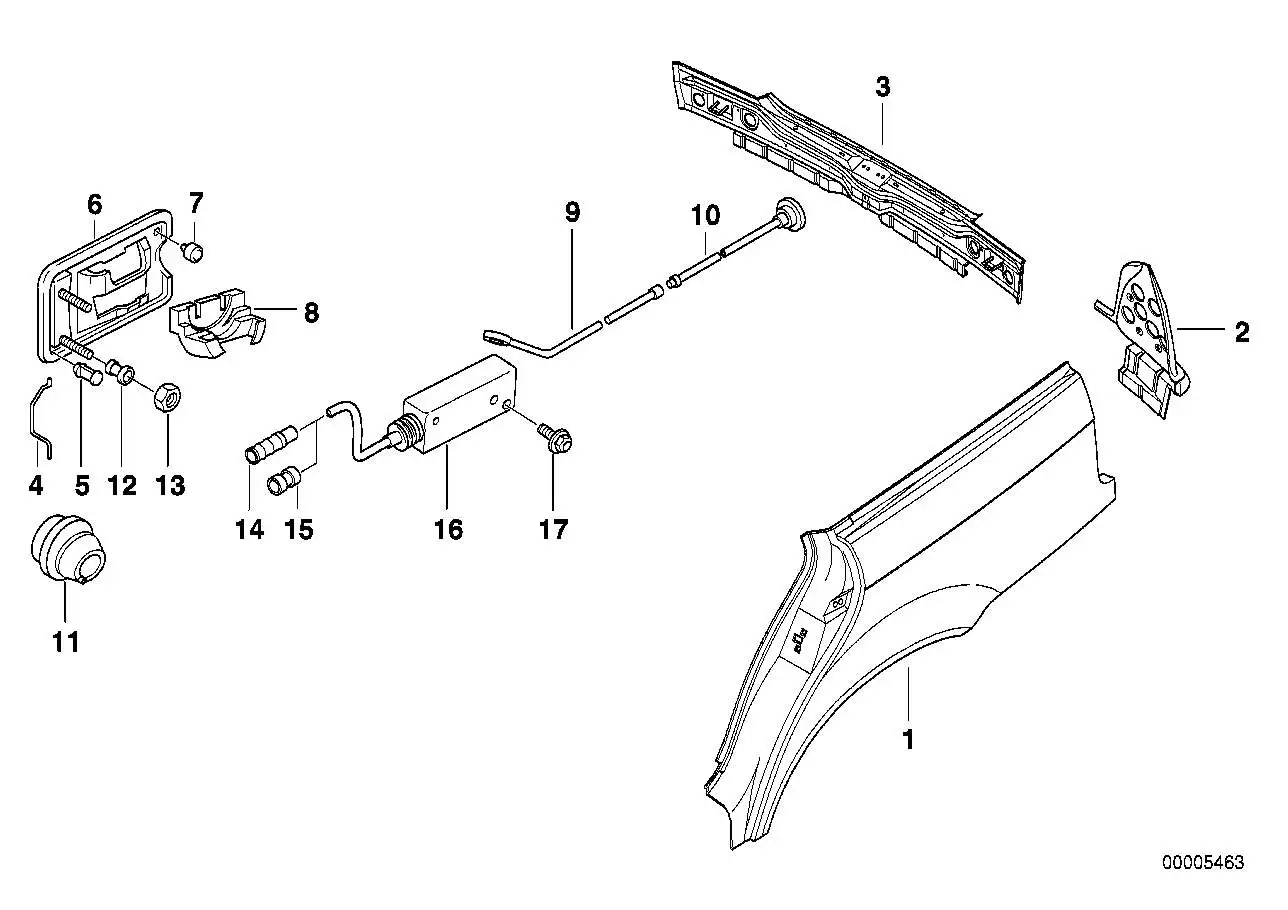 BMW Seitenwand hinten rechts E36 41358191712