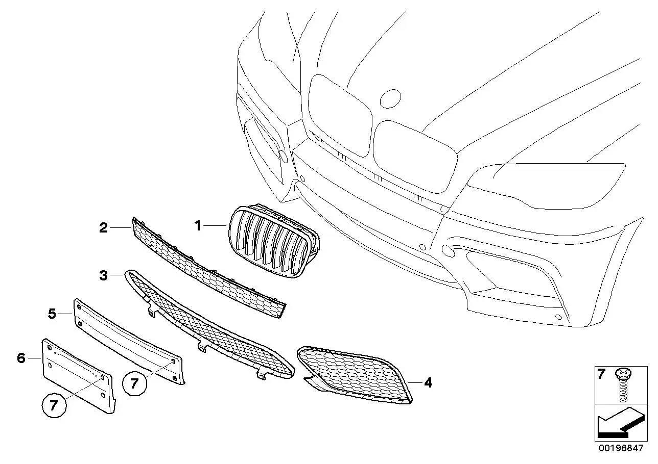 BMW Gitter Mitte oben E70 E71 51117205559 - Bildposition 02