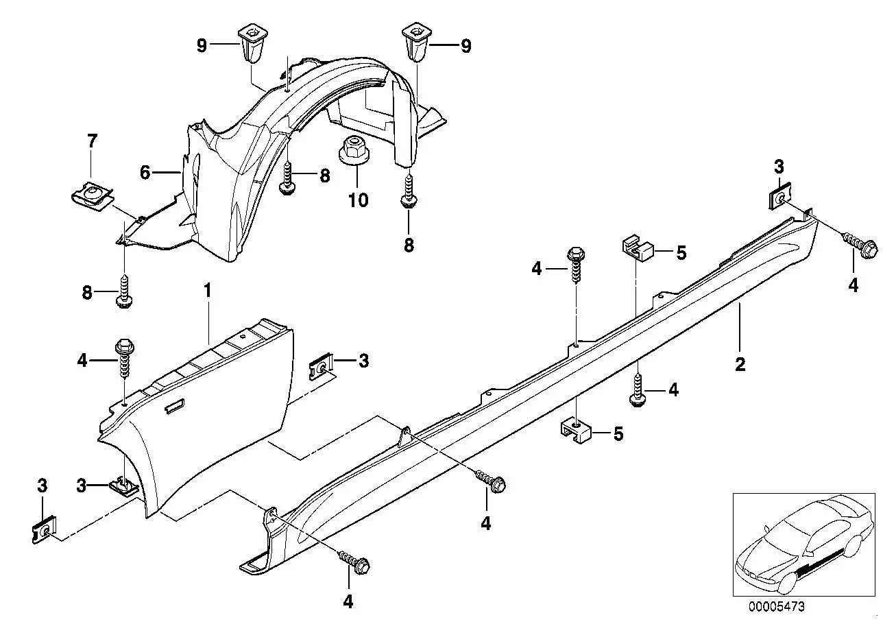 BMW Seitenwand vorn links 41358398693 - Array