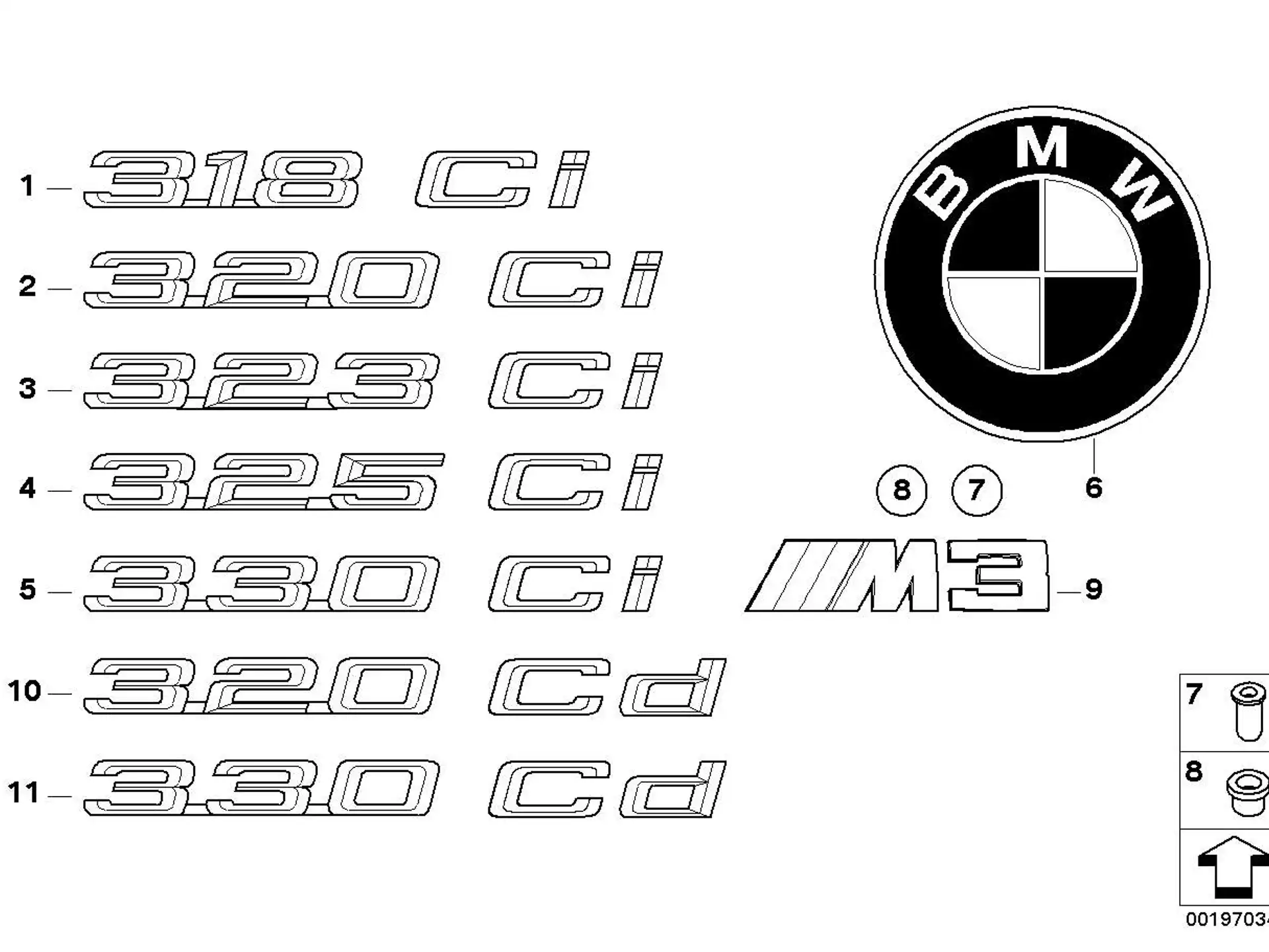 BMW Emblem geklebt hinten E46 51147893655