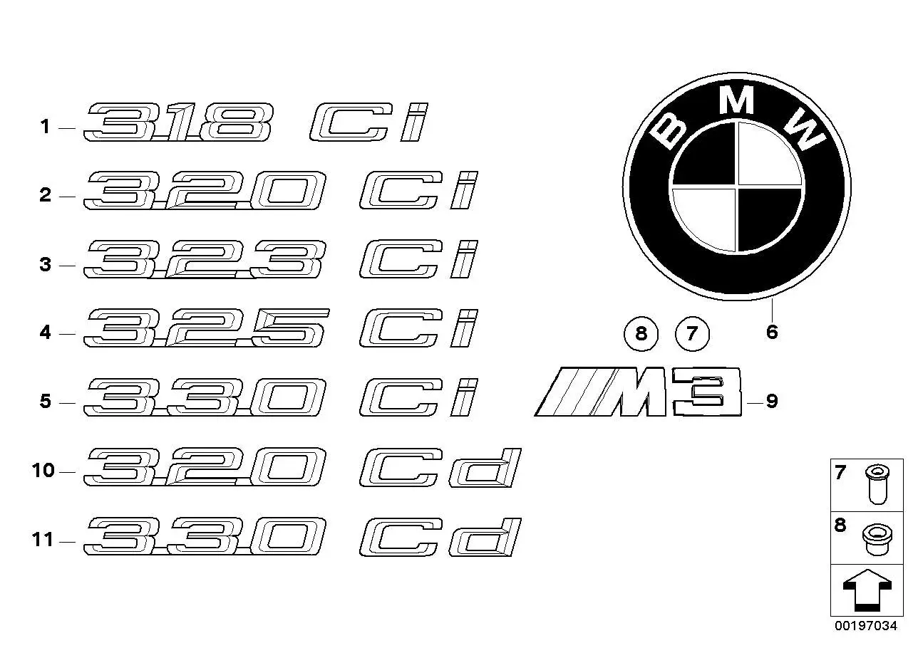 BMW Emblem geklebt hinten E46 51147893655 - 3er E46