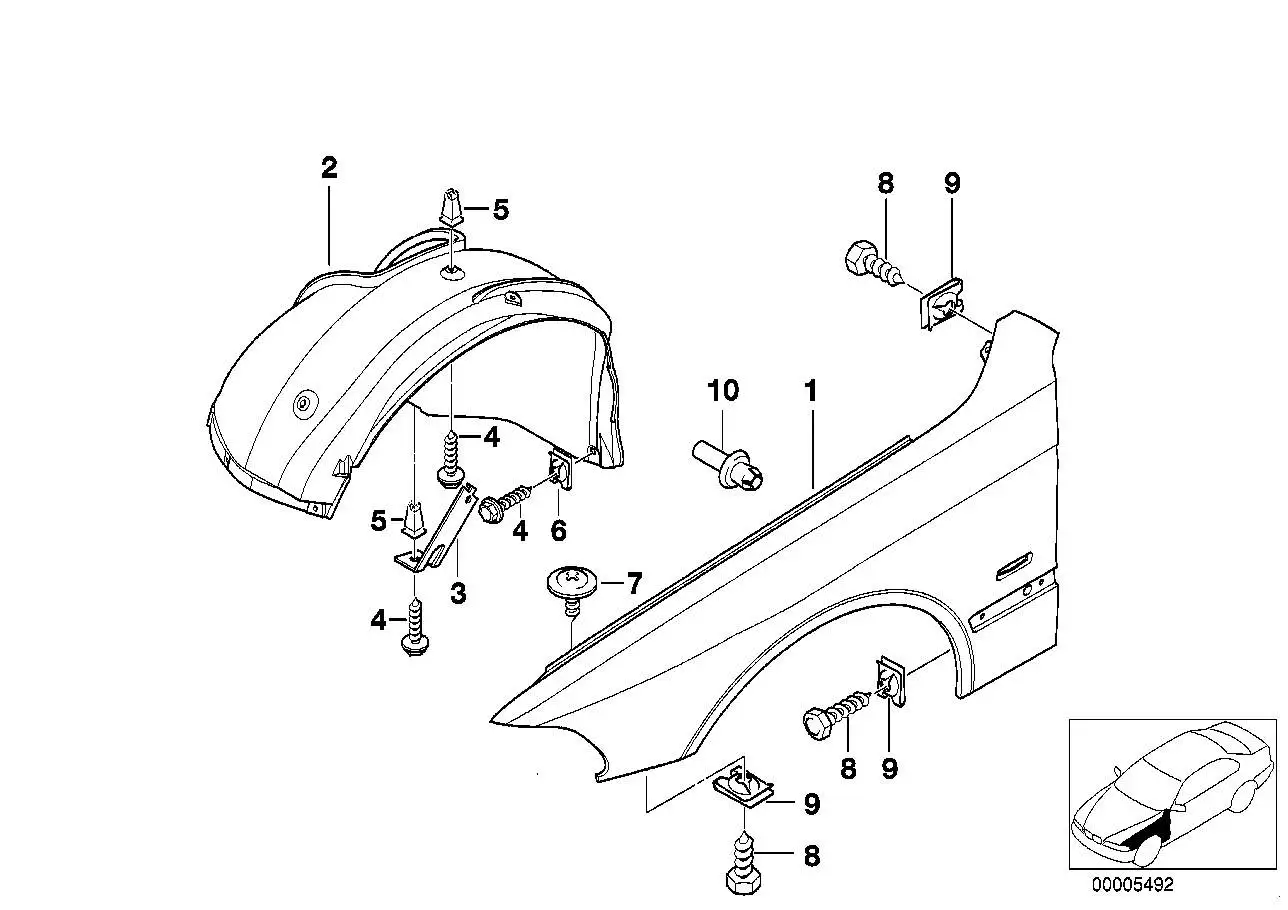 BMW Seitenwand vorn rechts E39 41358162134 - 5er E39