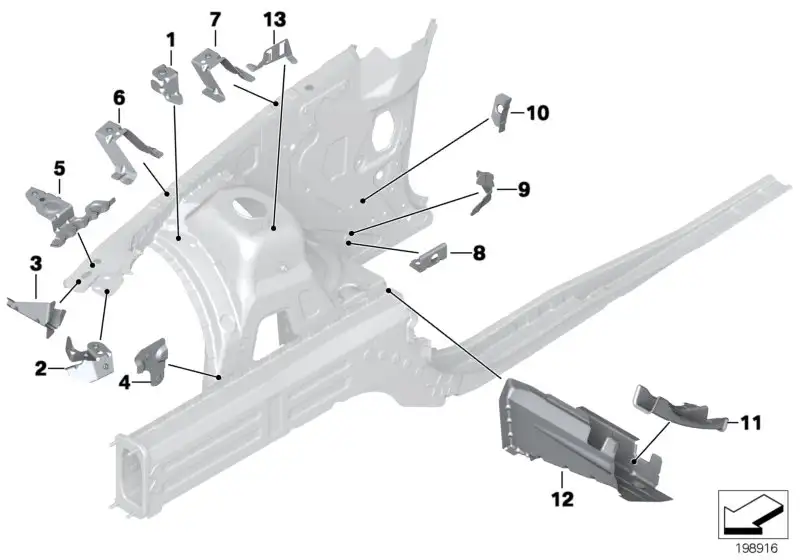 BMW Halter Seitenwand vorne rechts 1 E84 41002992910