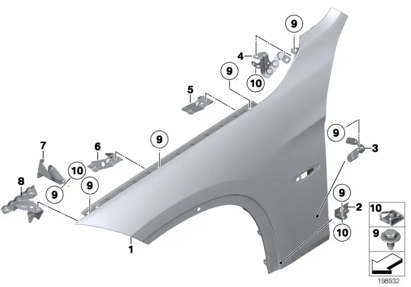 BMW Deformationselement Mitte rechts E84 41102992894 - Bildpositi